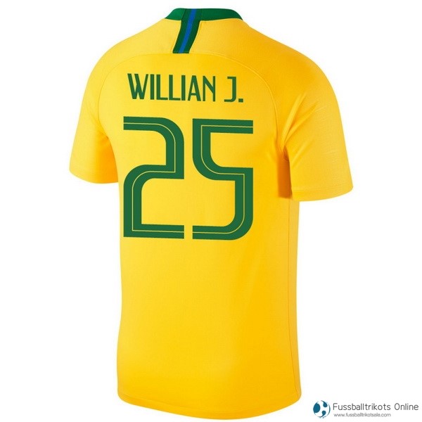Brasilien Trikot Heim Willian J. 2018 Gelb Fussballtrikots Günstig